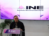 Guadalupe Taddei, president of the National Electoral Institute (INE), speaks during a press conference on the occasion of the 2025 Budget a...