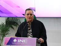 Guadalupe Taddei, president of the National Electoral Institute (INE), speaks during a press conference on the occasion of the 2025 Budget a...