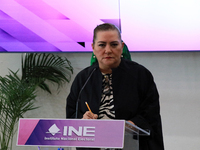 Guadalupe Taddei, president of the National Electoral Institute (INE), speaks during a press conference on the occasion of the 2025 Budget a...