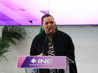 Guadalupe Taddei, president of the National Electoral Institute (INE), speaks during a press conference on the occasion of the 2025 Budget a...