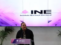 Guadalupe Taddei, president of the National Electoral Institute (INE), speaks during a press conference on the occasion of the 2025 Budget a...