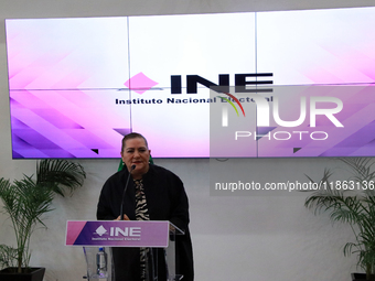 Guadalupe Taddei, president of the National Electoral Institute (INE), speaks during a press conference on the occasion of the 2025 Budget a...