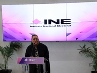 Guadalupe Taddei, president of the National Electoral Institute (INE), speaks during a press conference on the occasion of the 2025 Budget a...