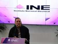 Guadalupe Taddei, president of the National Electoral Institute (INE), speaks during a press conference on the occasion of the 2025 Budget a...