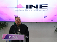 Guadalupe Taddei, president of the National Electoral Institute (INE), speaks during a press conference on the occasion of the 2025 Budget a...