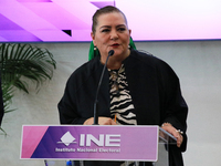 Guadalupe Taddei, president of the National Electoral Institute (INE), speaks during a press conference on the occasion of the 2025 Budget a...