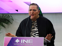 Guadalupe Taddei, president of the National Electoral Institute (INE), speaks during a press conference on the occasion of the 2025 Budget a...