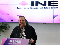 Guadalupe Taddei, president of the National Electoral Institute (INE), speaks during a press conference on the occasion of the 2025 Budget a...