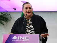 Guadalupe Taddei, president of the National Electoral Institute (INE), speaks during a press conference on the occasion of the 2025 Budget a...