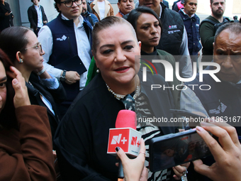 The president of the National Electoral Institute (INE), Guadalupe Taddei, addresses the media at the end of the press conference on the occ...