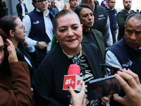 The president of the National Electoral Institute (INE), Guadalupe Taddei, addresses the media at the end of the press conference on the occ...