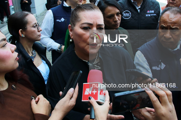 The president of the National Electoral Institute (INE), Guadalupe Taddei, addresses the media at the end of the press conference on the occ...