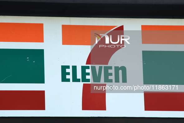 The logo of the convenience store chain 7-Eleven is on a facade in Mexico City, Mexico, on December 12, 2024. (Photo Illustration by Jose Lu...