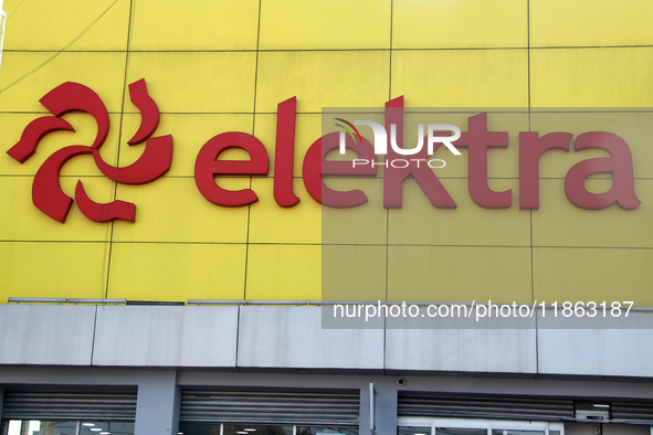 The Elektra logo is seen on a store facade of this chain in Mexico City, Mexico, on December 12, 2024. (Photo Illustration by Jose Luis Tora...