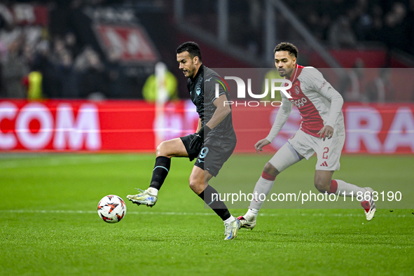 Lazio forward Pedro Rodriguez and AFC Ajax Amsterdam defender Devyne Rensch play during the match between Ajax and Lazio at the Johan Cruijf...