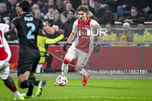 AFC Ajax Amsterdam forward Mika Godts plays during the match between Ajax and Lazio at the Johan Cruijff ArenA for the UEFA Europa League -...