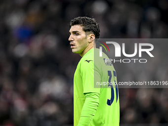 Lazio goalkeeper Christos Mandas plays during the match between Ajax and Lazio at the Johan Cruijff ArenA for the UEFA Europa League - Leagu...