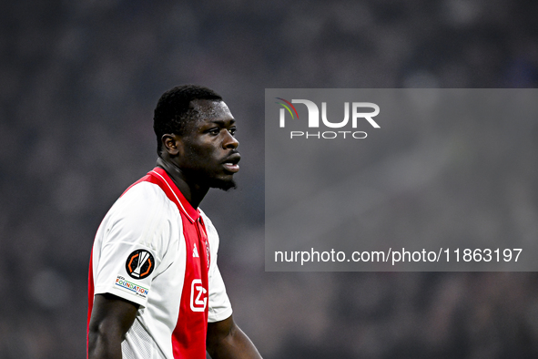 AFC Ajax Amsterdam forward Brian Brobbey plays during the match between Ajax and Lazio at the Johan Cruijff ArenA for the UEFA Europa League...