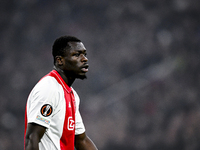 AFC Ajax Amsterdam forward Brian Brobbey plays during the match between Ajax and Lazio at the Johan Cruijff ArenA for the UEFA Europa League...