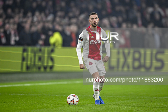 AFC Ajax Amsterdam midfielder Jordan Henderson plays during the match between Ajax and Lazio at the Johan Cruijff ArenA for the UEFA Europa...