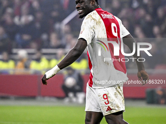 AFC Ajax Amsterdam forward Brian Brobbey plays during the match between Ajax and Lazio at the Johan Cruijff ArenA for the UEFA Europa League...