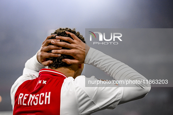 AFC Ajax Amsterdam defender Devyne Rensch plays during the match between Ajax and Lazio at the Johan Cruijff ArenA for the UEFA Europa Leagu...