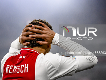 AFC Ajax Amsterdam defender Devyne Rensch plays during the match between Ajax and Lazio at the Johan Cruijff ArenA for the UEFA Europa Leagu...