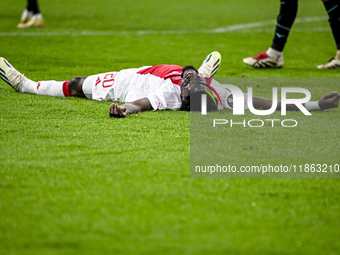 AFC Ajax Amsterdam forward Bertrand Traore plays during the match between Ajax and Lazio at the Johan Cruijff ArenA for the UEFA Europa Leag...