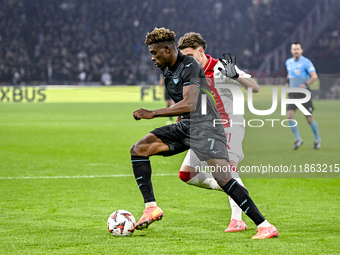 Lazio midfielder Fisayo Dele-Bashiru plays during the match between Ajax and Lazio at the Johan Cruijff ArenA for the UEFA Europa League - L...