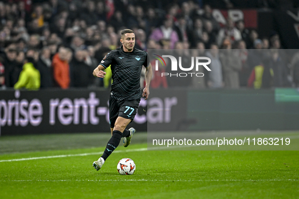 Lazio midfielder Adam Marusic plays during the match between Ajax and Lazio at the Johan Cruijff ArenA for the UEFA Europa League - League p...