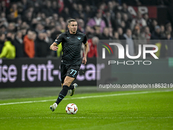 Lazio midfielder Adam Marusic plays during the match between Ajax and Lazio at the Johan Cruijff ArenA for the UEFA Europa League - League p...