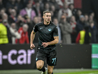 Lazio midfielder Adam Marusic plays during the match between Ajax and Lazio at the Johan Cruijff ArenA for the UEFA Europa League - League p...