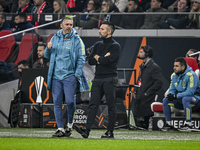 AFC Ajax Amsterdam assistant trainer Daniele Cavalletto and AFC Ajax Amsterdam trainer Francesco Fariolo are present during the match betwee...