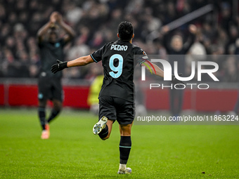 Lazio forward Pedro Rodriguez celebrates the 1-3 goal during the match between Ajax and Lazio at the Johan Cruijff ArenA for the UEFA Europa...