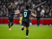 Lazio forward Pedro Rodriguez celebrates the 1-3 goal during the match between Ajax and Lazio at the Johan Cruijff ArenA for the UEFA Europa...