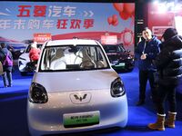 People view cars at the 16th Shandong International Auto Show in Qingdao, China, on December 13, 2024. (