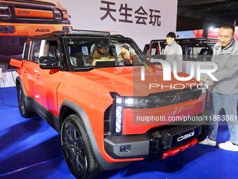 People view cars at the 16th Shandong International Auto Show in Qingdao, China, on December 13, 2024. (