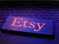 The Etsy, Inc. logo appears on the screen of a smartphone in Reno, United States, on December 12, 2024 (