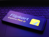 The Flipkart logo appears on the screen of a smartphone in Reno, United States, on December 12, 2024 (