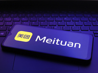 The Meituan logo appears on the screen of a smartphone in Reno, United States, on December 12, 2024 (