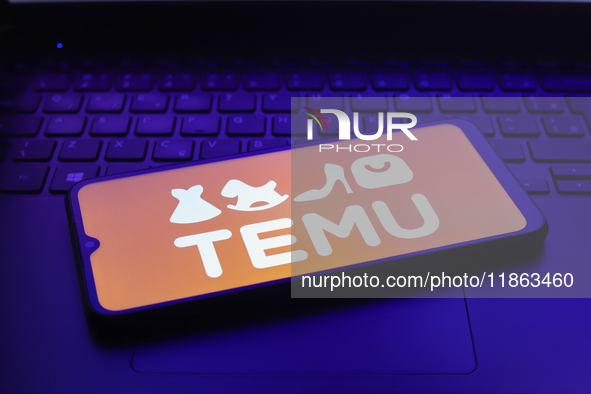 The Temu logo appears on the screen of a smartphone in Reno, United States, on December 12, 2024 