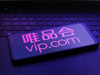 The Vipshop logo appears on the screen of a smartphone in Reno, United States, on December 12, 2024 (