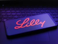 The Eli Lilly logo appears on the screen of a smartphone in Reno, United States, on December 12, 2024 (