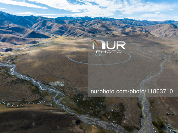 The photo shows a solar radio imaging telescope array in Daocheng County, Garze, Sichuan province, China, on October 17, 2024. 