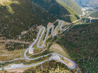 The winding road of National Highway 318 is in Ganzi Prefecture, Sichuan province, China, on October 18, 2024. (