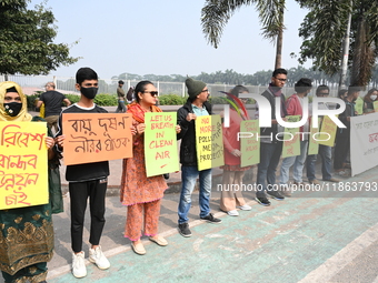 Activists Of An Environmental Organization Stage A Protest Rally Demanding Immediate Adoption Of An Emergency Action Plan To Prevent Air Pol...