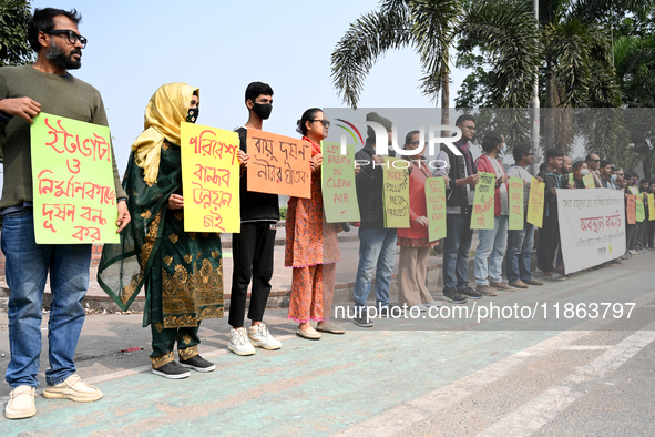 Activists Of An Environmental Organization Stage A Protest Rally Demanding Immediate Adoption Of An Emergency Action Plan To Prevent Air Pol...