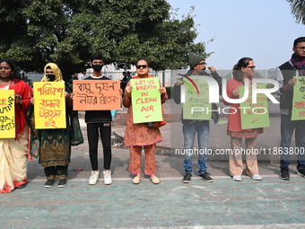 Activists Of An Environmental Organization Stage A Protest Rally Demanding Immediate Adoption Of An Emergency Action Plan To Prevent Air Pol...