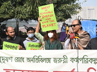 Activists Of An Environmental Organization Stage A Protest Rally Demanding Immediate Adoption Of An Emergency Action Plan To Prevent Air Pol...