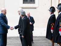 Lebanon's Prime Minister Najib Mikati arrives at the St. Damaso courtyard for a private audience with Pope Francis at the Vatican on Decembe...